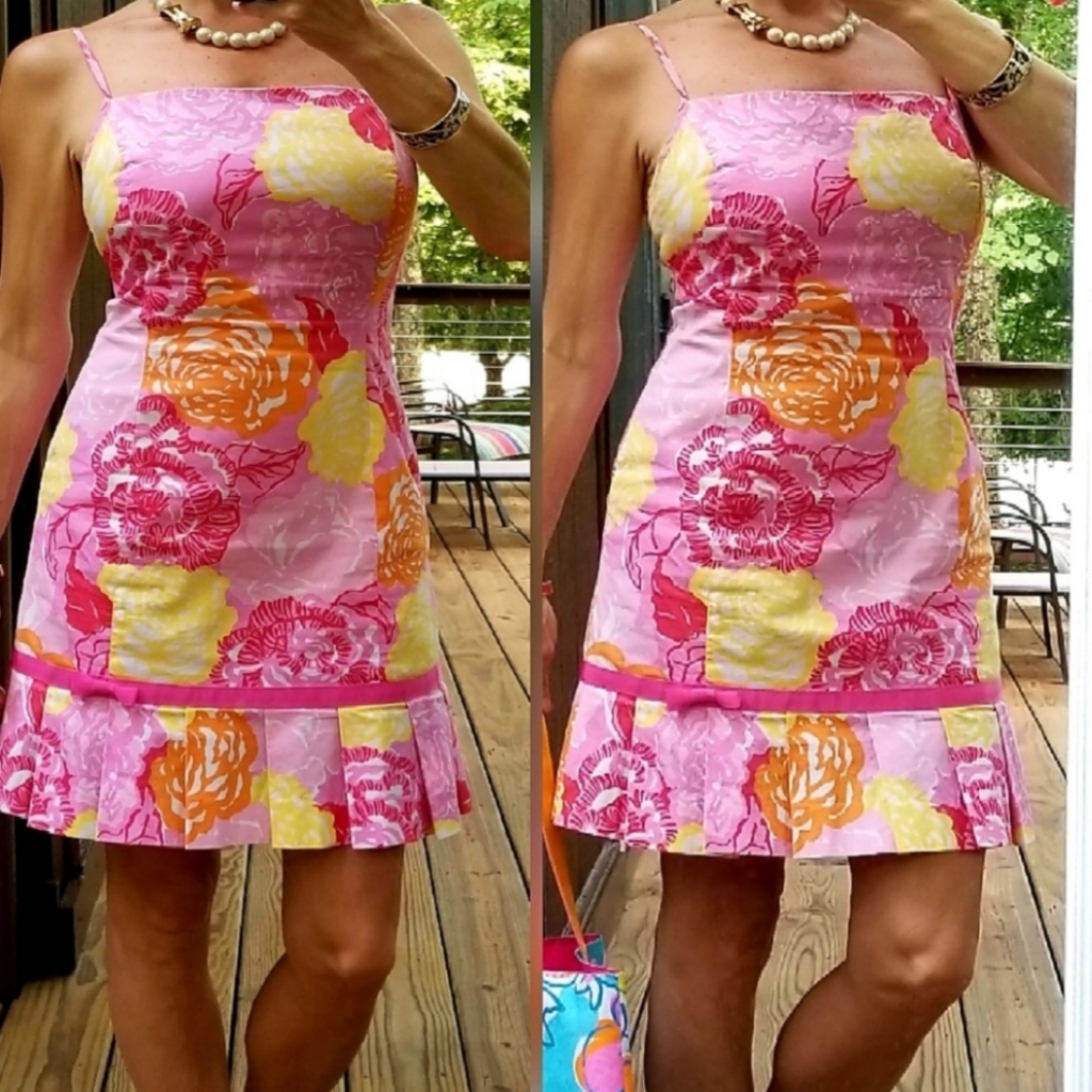 Lilly Pulitzer Pink/Yellow Pleated Bow Dress 2